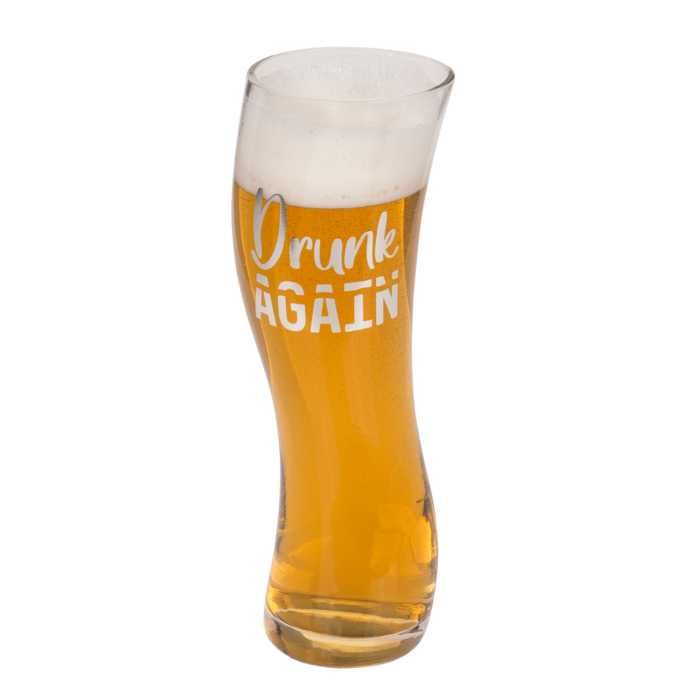 Извита чаша за бира с надпис Drunk Again