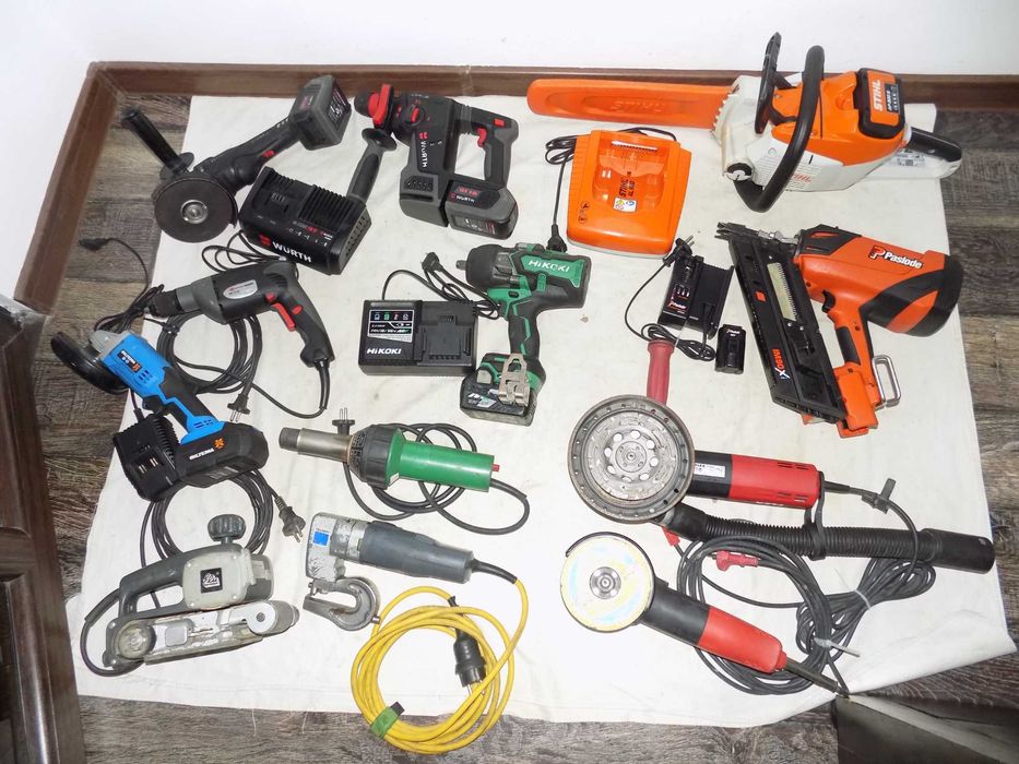 Slefuitor beton Flex , pistol cuie Paslode, scule Wurth Leister Trumpf