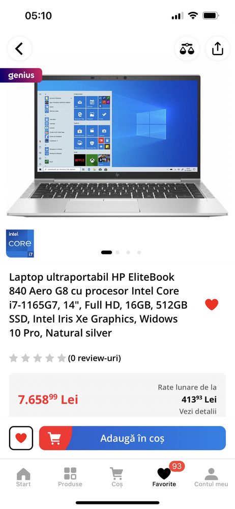 Laptop ultraportabil HP EliteBook 840 Aero G8