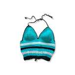 Crop top de vara crosetat manual, turqoise
