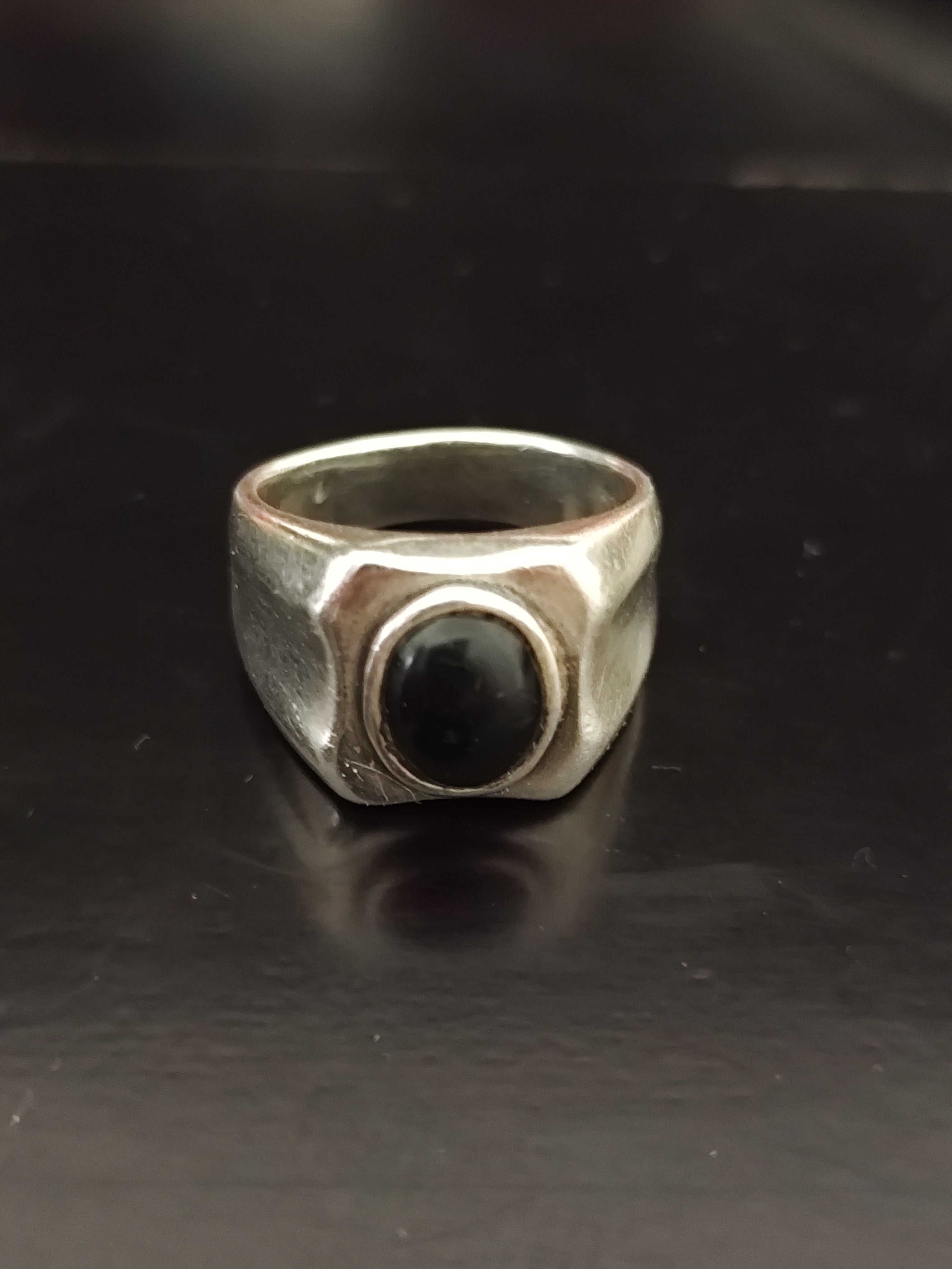 Inel Barbatesc Vechi Argint 925 cu Onix Negru