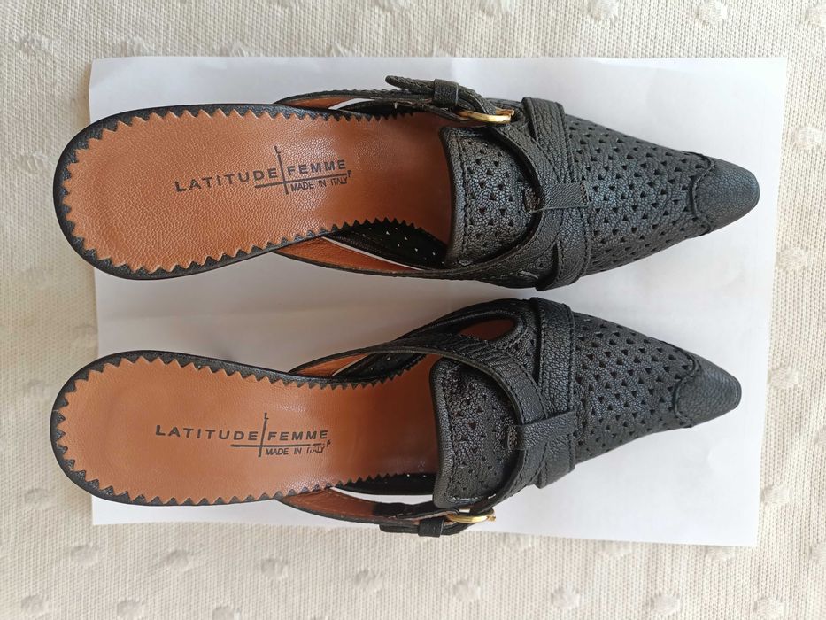 Saboți damă negri piele Italia.