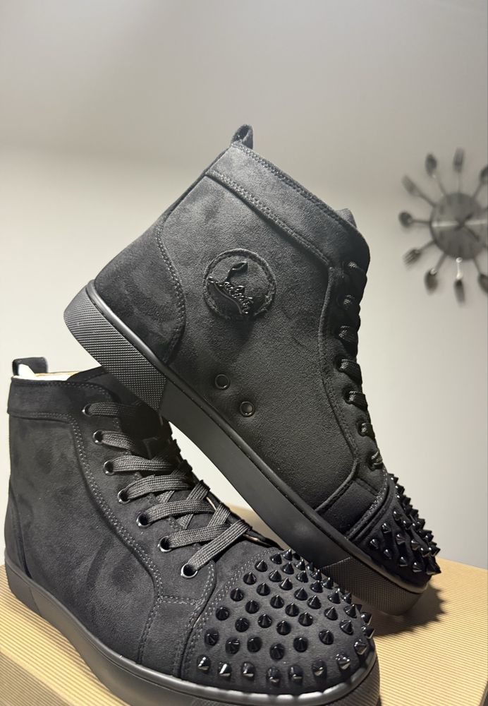 Christian Louboutin High Suede Black Spikes