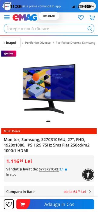 Monitor samsung 27" 75HZ