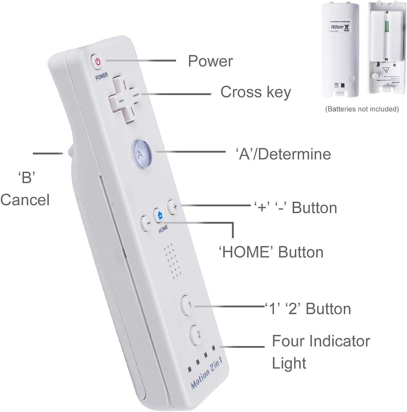 Контролер Wii Remote Dobe контролер - съвместим с Nintendo Wii и Wii U