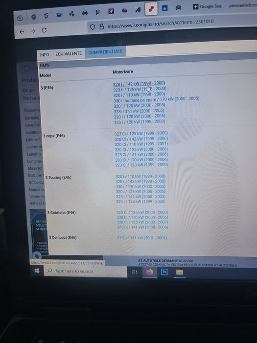 Conducta servodirectie Bmw Seria 3 E46