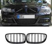 Решетки Бъбреци за BMW 3 серия 09>12г. E90 E91 LCI Двойни Черен Гланц