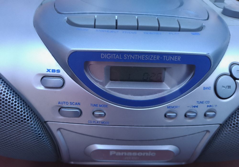 Panasonic RX-D12 Boombox Blue/Silver CD/Cassette Tape Player/Radio