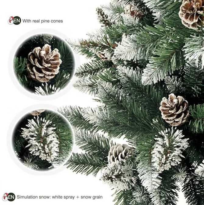 Brad artificial Yorbay, Conuri de pin si zapada falsa, 210 cm