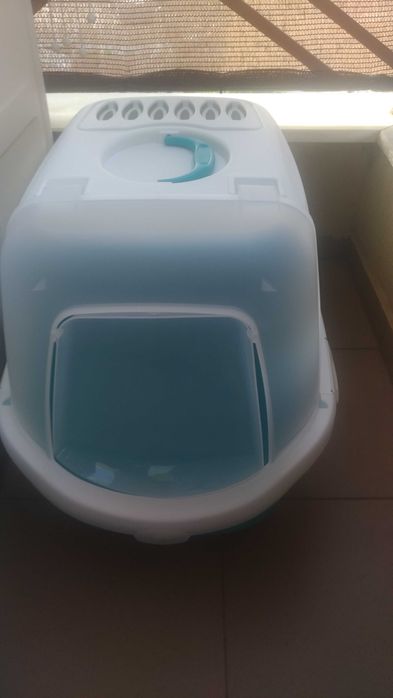 Котешка тоалетна Trixie Vico Easy Clean, 56×40×40 см, Тюркоаз/Бяла