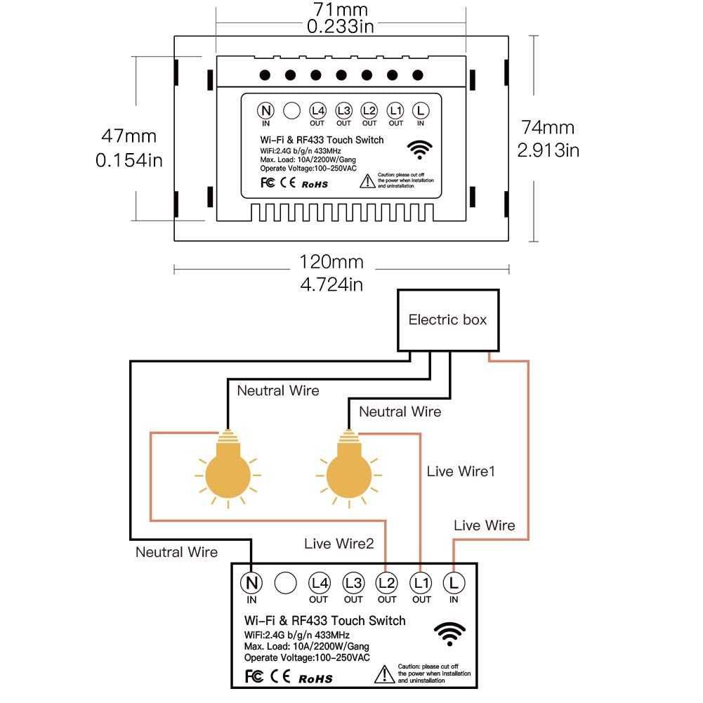 MOES 2.4GHz WiFi intrerupator dublu touch Alexa și Google Home