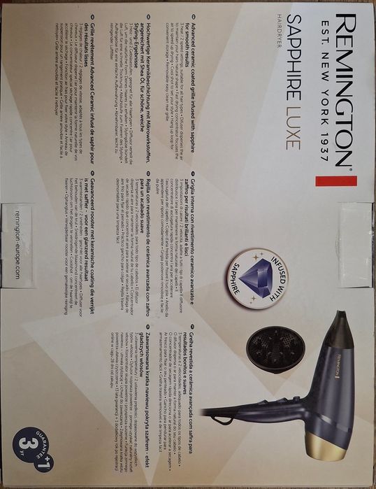 Uscător de păr Remington Sapphire Luxe 2200W – nou, sigilat