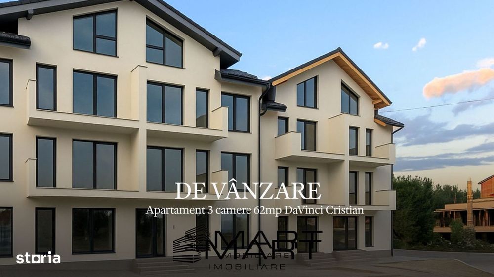 Apartament 3 camere 62mp etaj 1 cartier Davinci Cristian