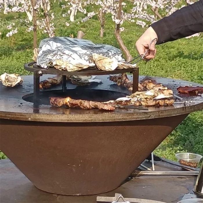 Gratar cu plita 10mm si vatra de gatit , Brasero Otel Corten