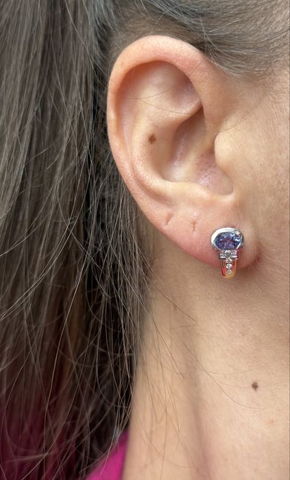 Cercei din aur cu tanzanite si diamante