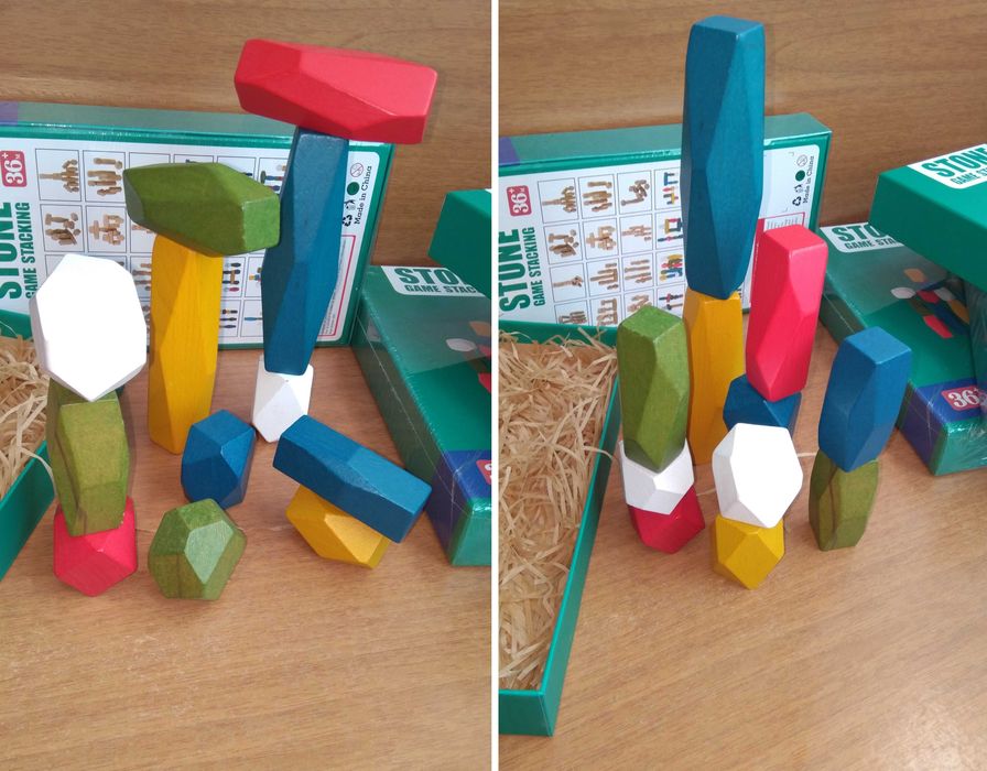 Ново! 12бр. големи дървени камъни Монтесори за игра или декорация