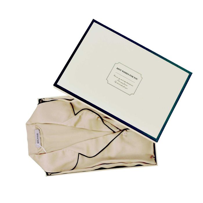 Pijama din matase crem S L M