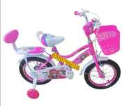 Bicicleta fete 16" cos roz,roti ajutatoare