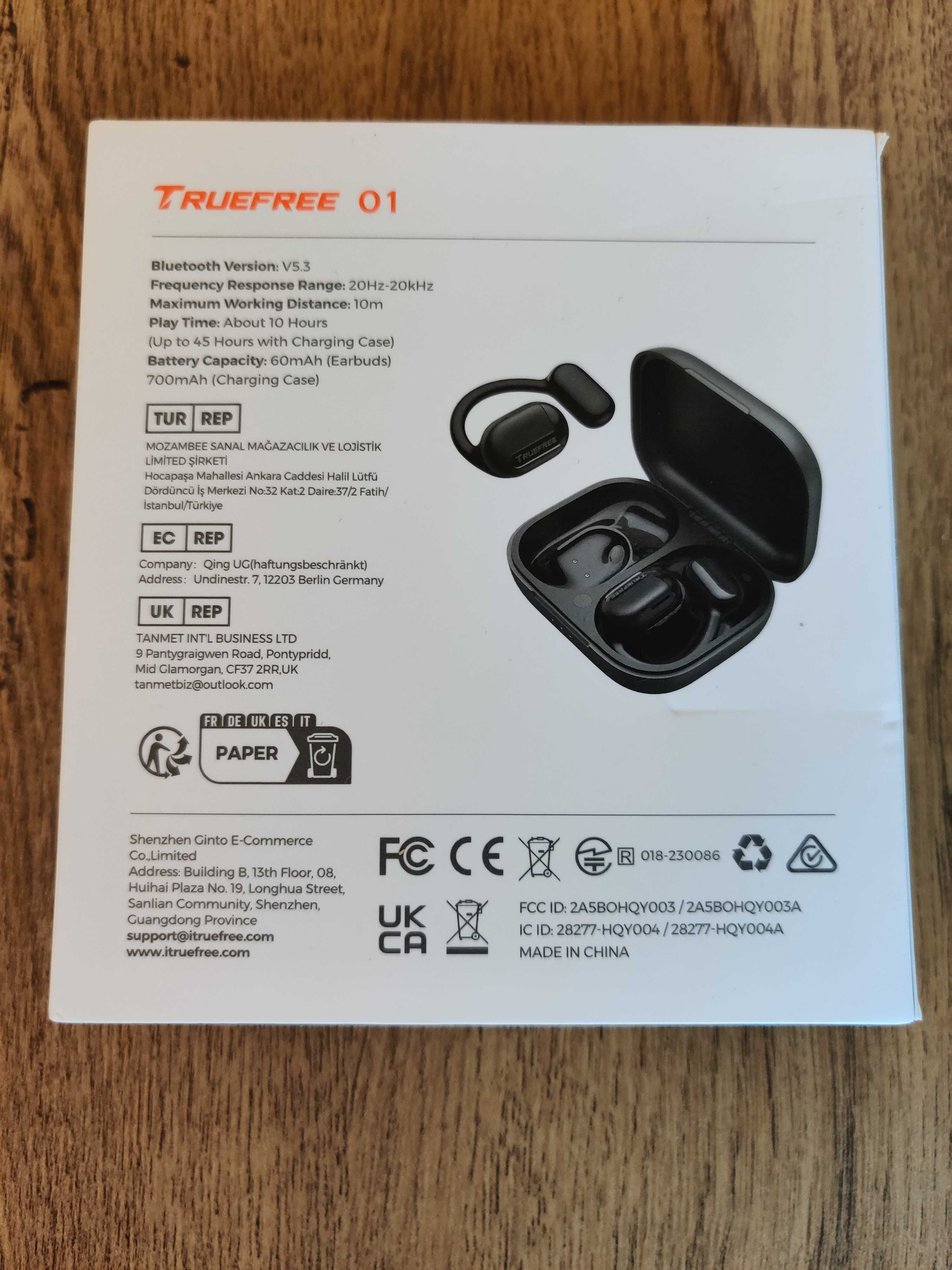 Безжични слушалки - TrueFree O1 - Bluetooth