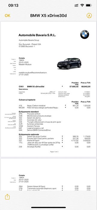 Bmw X5 xDrive30d, M pachet, 2019, unic proprietar, TVA inclusa.