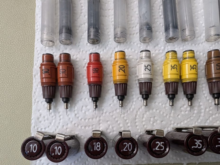 Set Rotring isograph tragator tus/stilou tehnic - diverse marimi (0.10