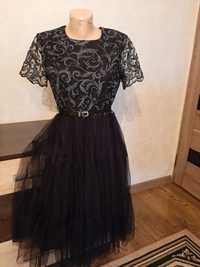Платье нарядное черное и платье с запахом бирюзовое
