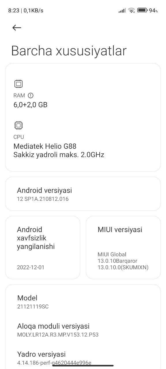 Redmi note 11 kafalati bilan holati 9/10