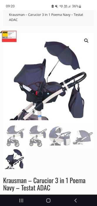 Carucior Krausman 3 in 1 Poema Navy