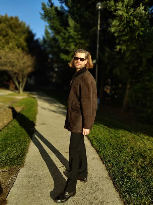 Cojoc barbat piele / blana naturala miel 2 XL - XXL 54 NOU Maro Bej