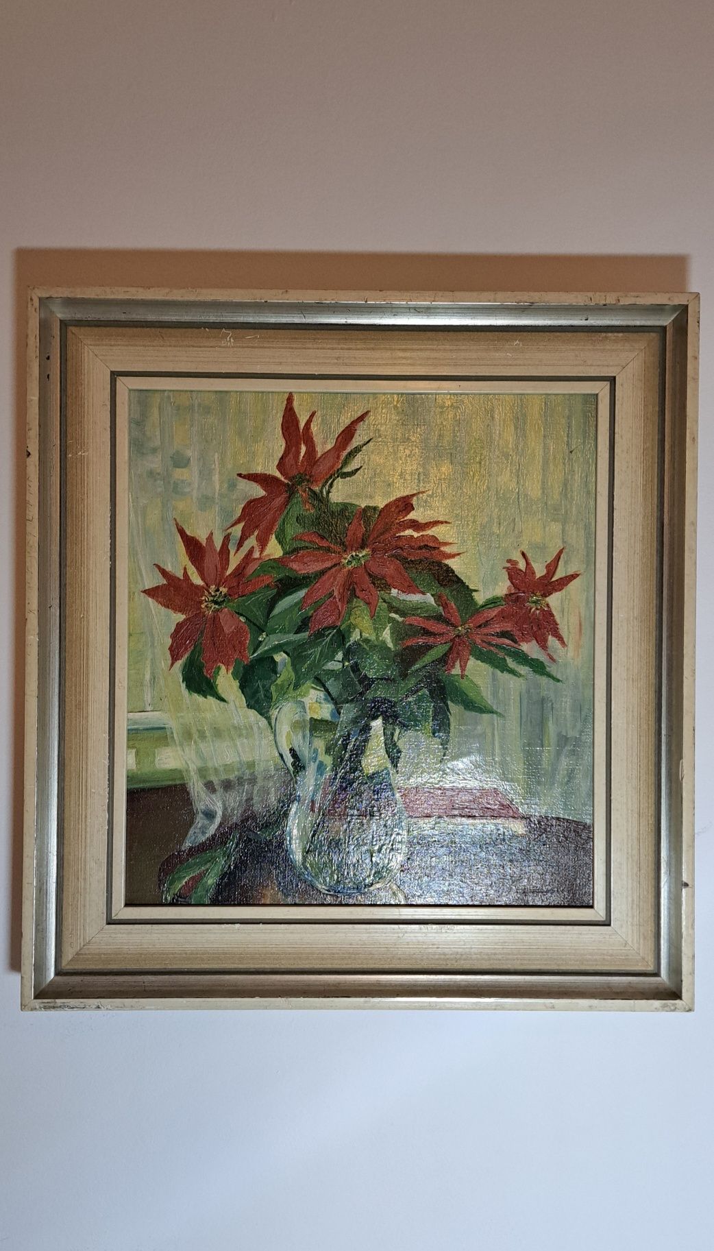 Tablou ulei pe panza Flori in vaza pictor german posibil 1937