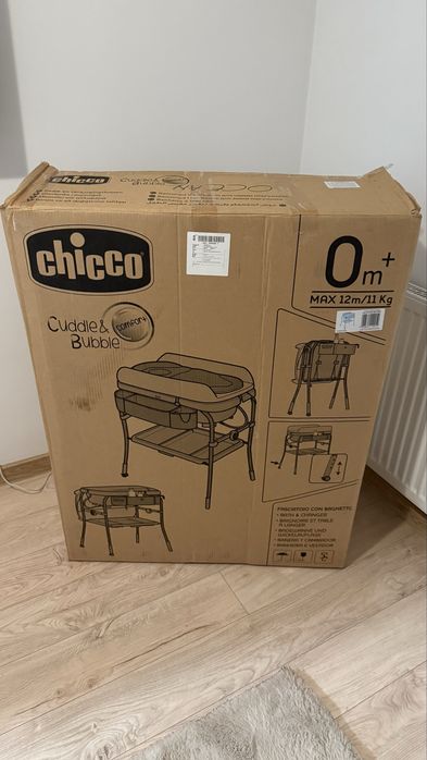 Cadita cu masa de infasat Chicco, Cuddle & Bubble 0luni+