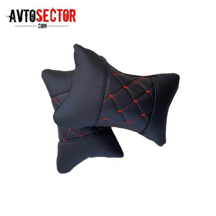 Комплект 2 броя кожени възглавнички за мпс - цвят черен / червен