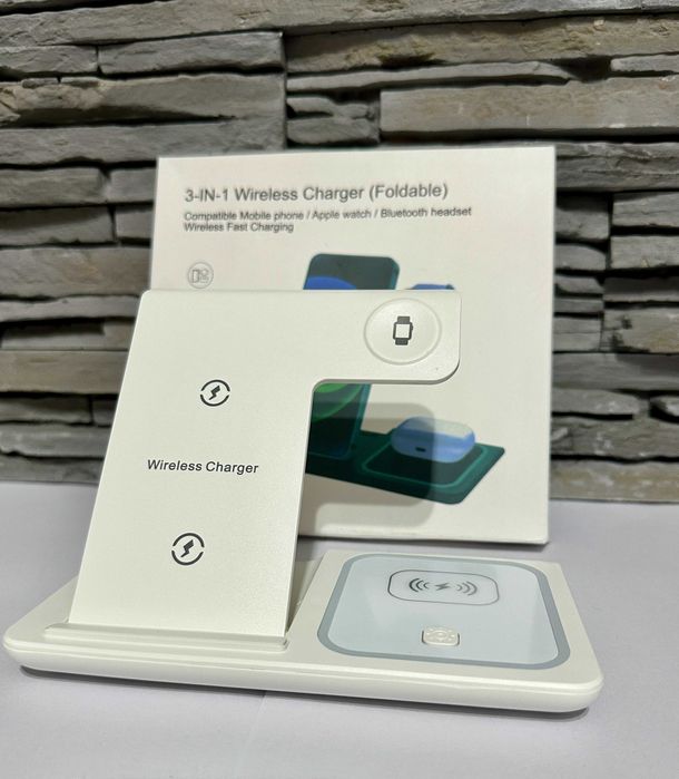 Statie incarcare wireless 3-in-1 (telefon + Apple Watch + casti)