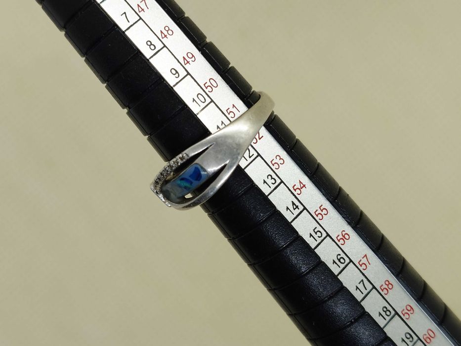 Inel din argint 925 cu scoică abalone și cubic zirconii