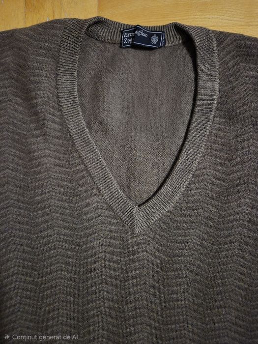 Pulover de lux Ermenegildo Zegna, V-Neck, Lână, Bărbați - L