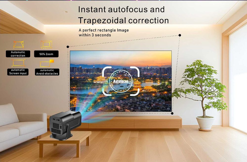 Portable projector for home theater, 1080p smart HD 4K