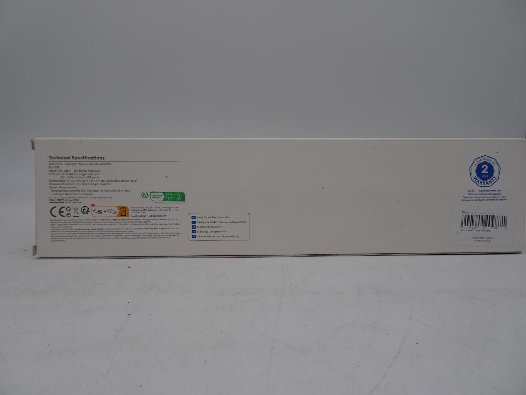 MEROSS MSS425FHK 4 priză splitter 4xUSB 1.8m alb cu comutator protejat