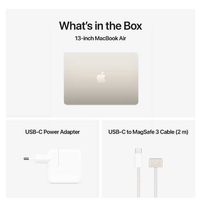 Apple MacBook Air 13", M4, 16GB RAM, 256GB, Starlight Retur 14 zile