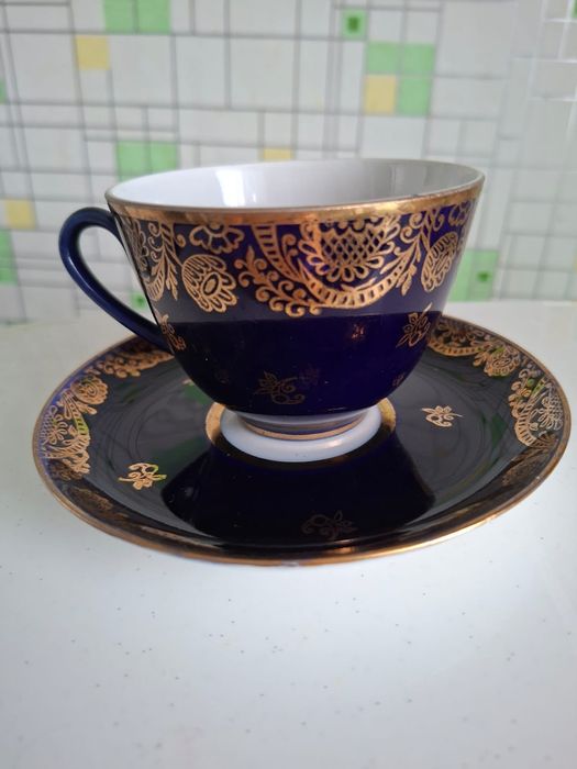 Чайная пара .Винтаж  фарфор,золочение