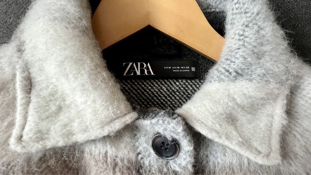 Дамско яке тип риза от вълна, връхна риза ZARA, размер М.