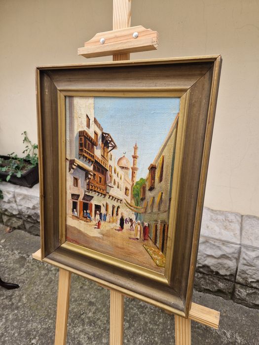 Страхотна антикварна майсторска картина масло върху платно