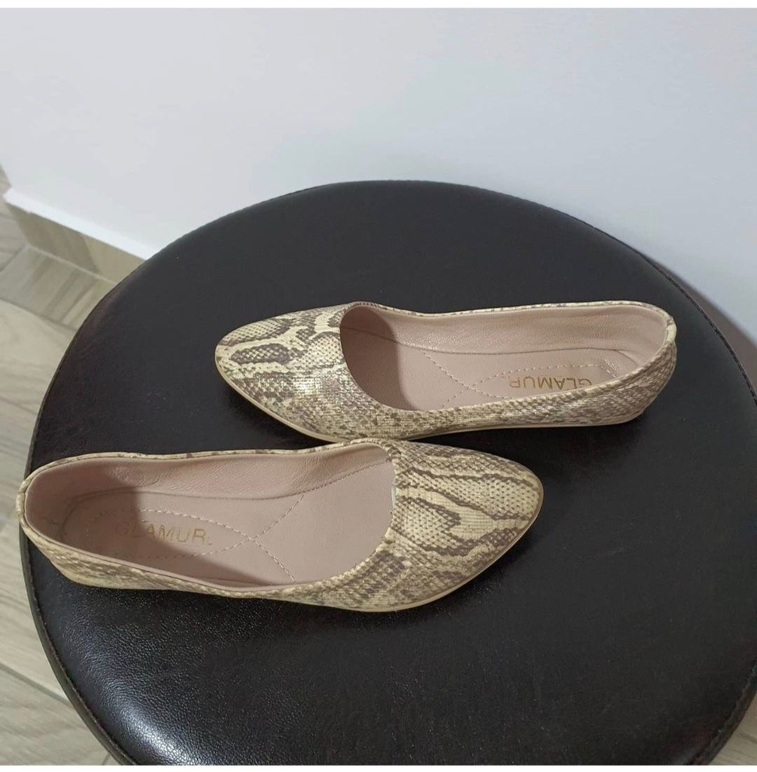 Balerini snake print piele naturala moale;