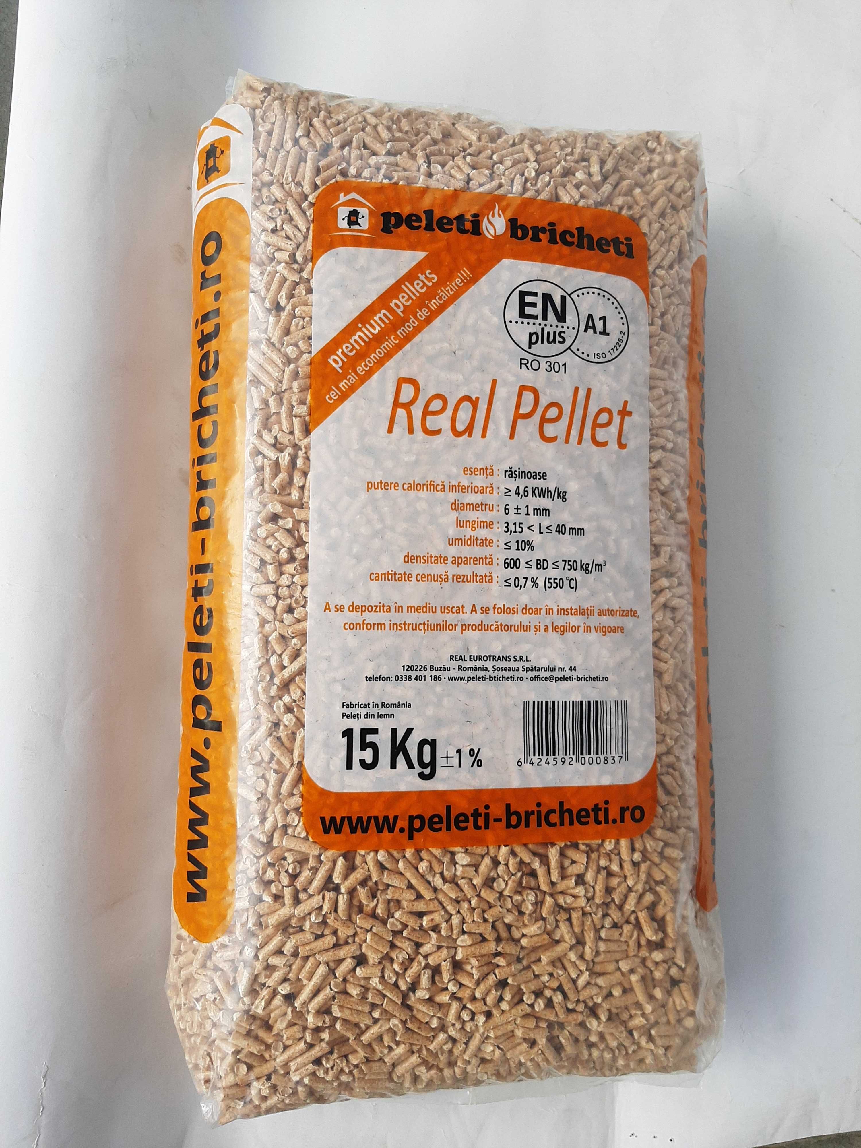 Peleti rasinoase ENplus A1, Real Pellet- 16,95lei / sac, tva inclus