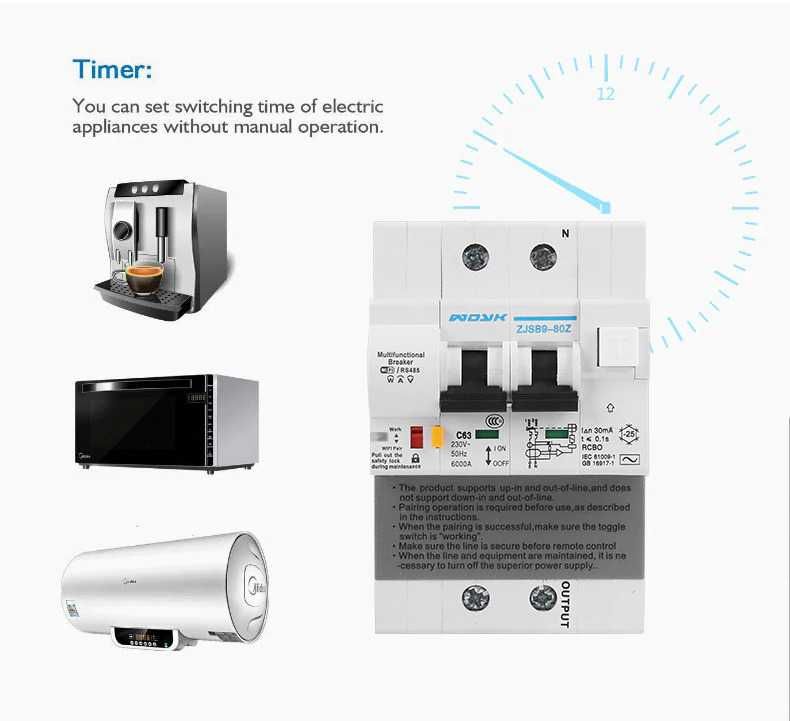 30mA RCBO WiFi Smart Breaker / Disjunctor diferential masurare energie