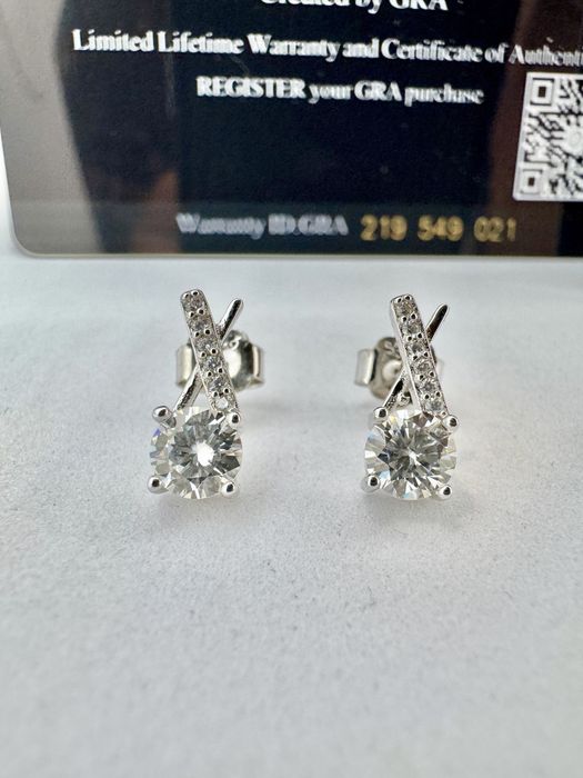 Сребърни обеци с мойсанит (Диамант) 0.5 карата