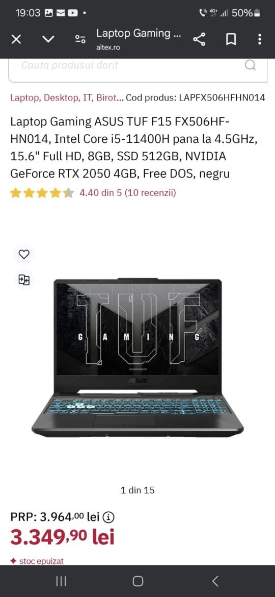 Laptop gaming asus tuf