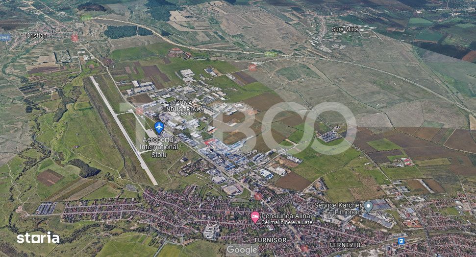 Teren intravilan 6796 mp deschidere 26m in Sibiu zona Industriala Vest