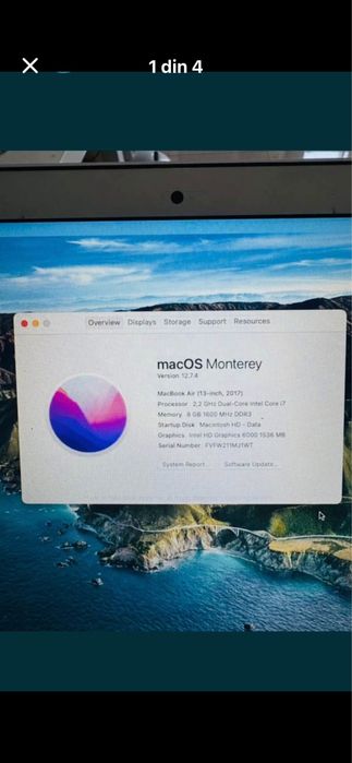 MacBook Apllle Air 13 inch 2017 tastatura iluminata intel core i7