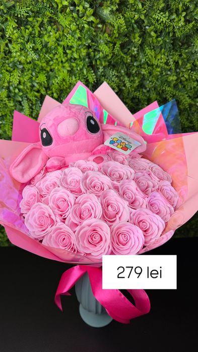 Cadou de craciun pentru iubita buchet trandafiri de sapun urs de plus