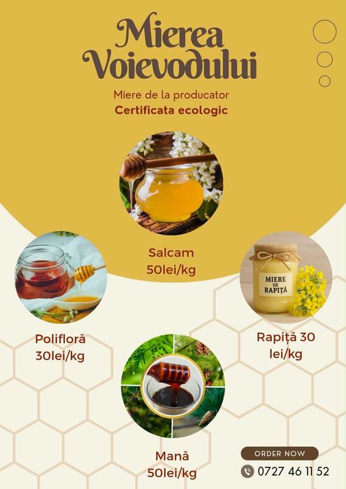 Miere Salcâm/Mană/Polifloră/Rapiță/Fagure/Propolis de la producător